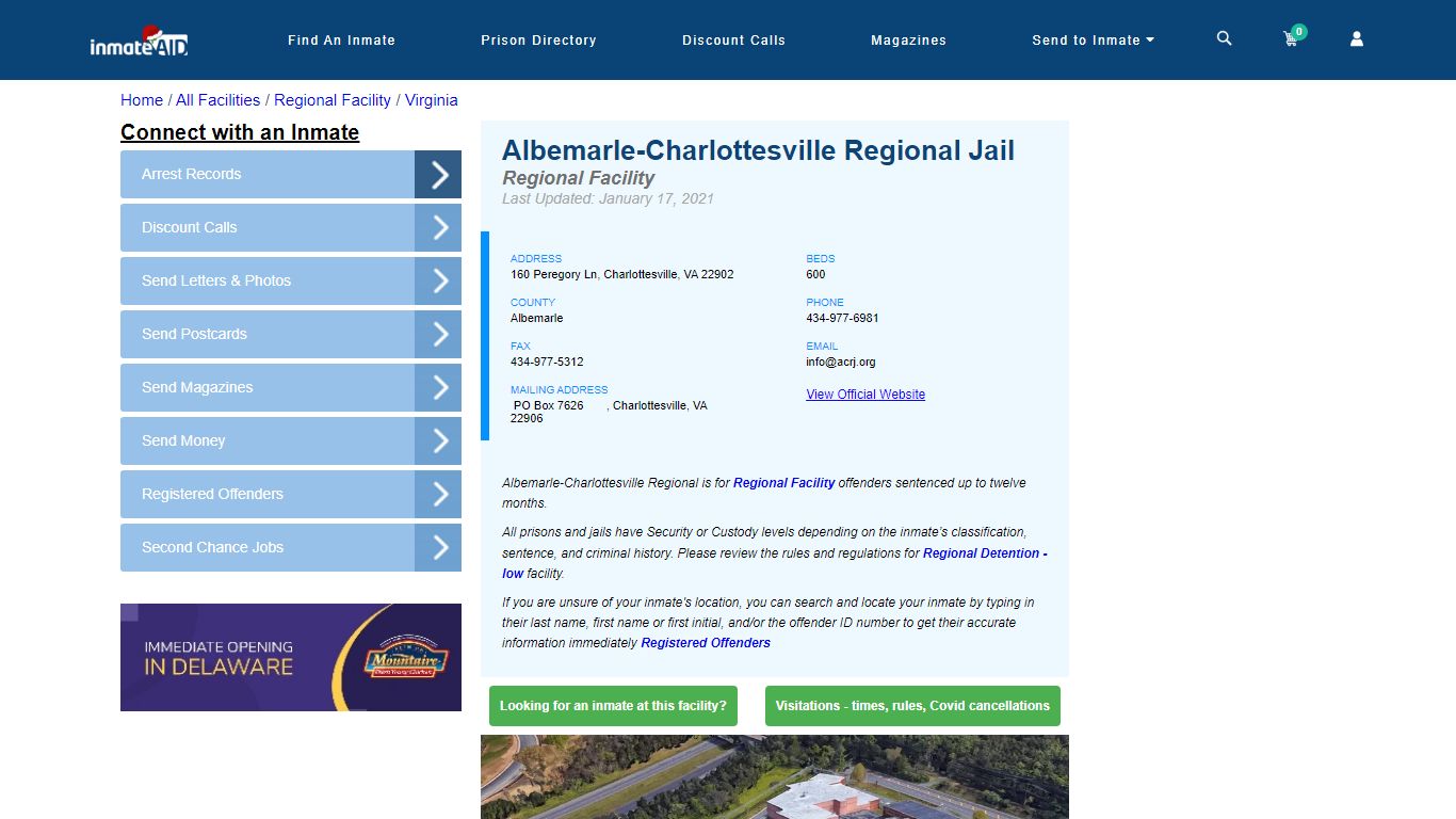Albemarle-Charlottesville Regional Jail - Inmate Search ...